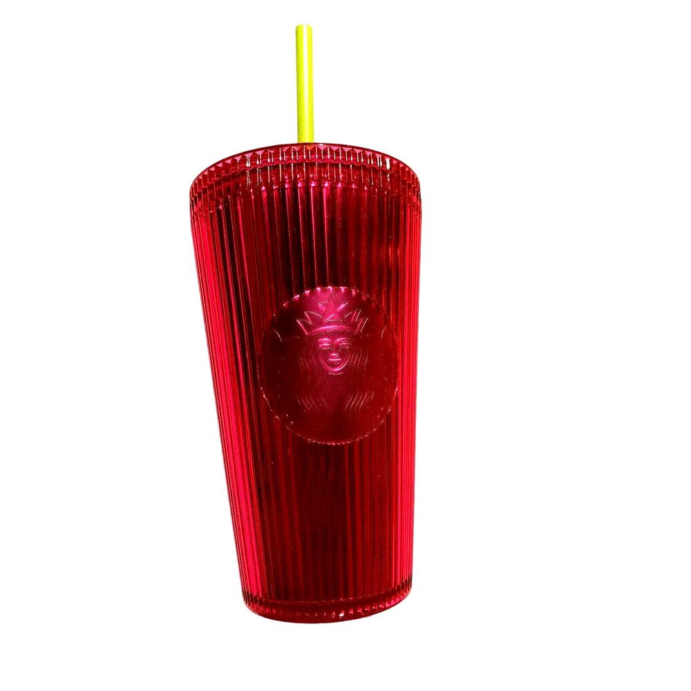 Starbucks Pleated Magenta Pink Grande Tumbler Cold Cup Summer 2023 Neon NEW!!!